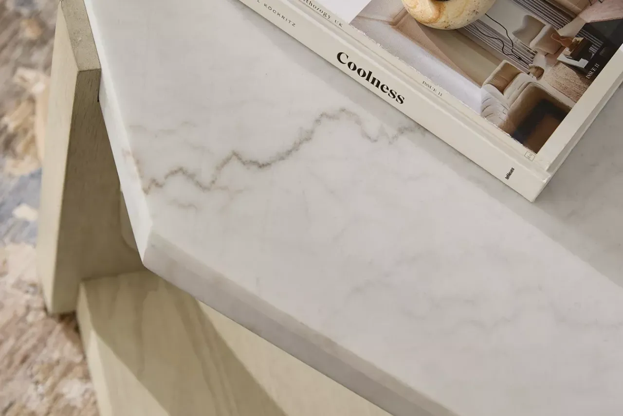 Havertys Olympia Coffee Table Beige and White Best