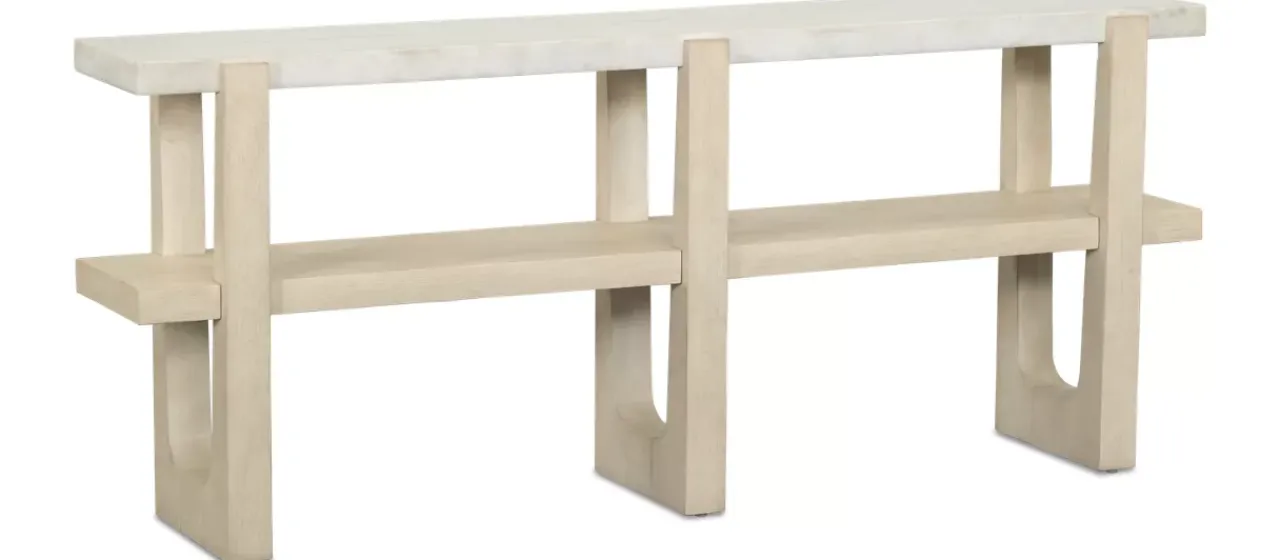 Havertys Olympia Console Table Beige and White Clearance