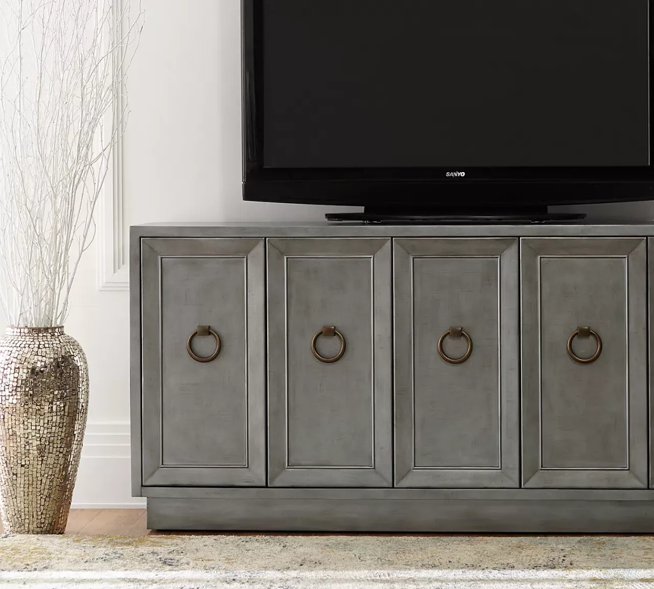 Havertys Raven Entertainment Console Silver Online