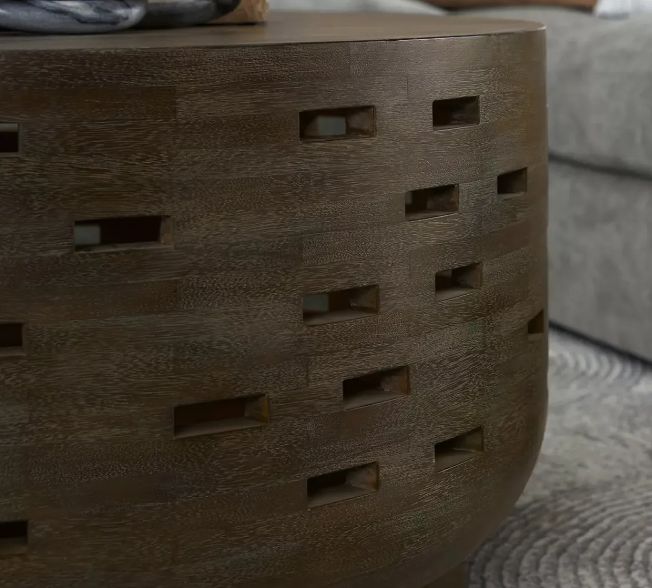 Havertys Roscoe Coffee Table Weathered Grey Outlet