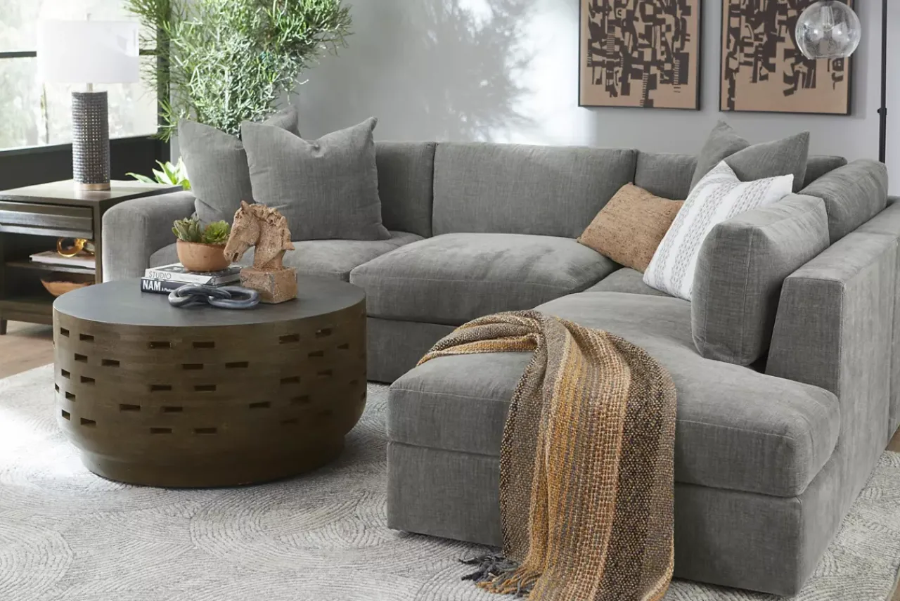 Havertys Roscoe Coffee Table Weathered Grey Outlet