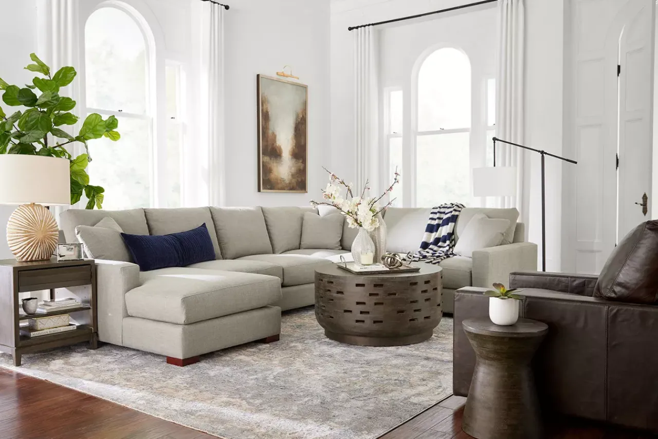 Havertys Roscoe Coffee Table Weathered Grey Outlet