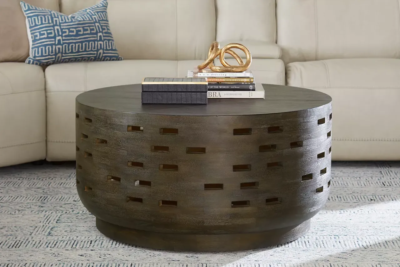 Havertys Roscoe Coffee Table Weathered Grey Outlet