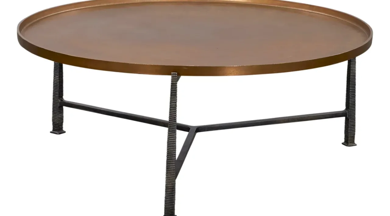 Havertys Vaughn Brass Top Coffee Table Antique Brass New