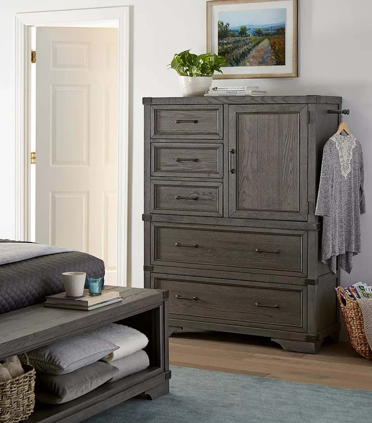 Havertys Vickery Creek Door Chest Weathered Gray Best